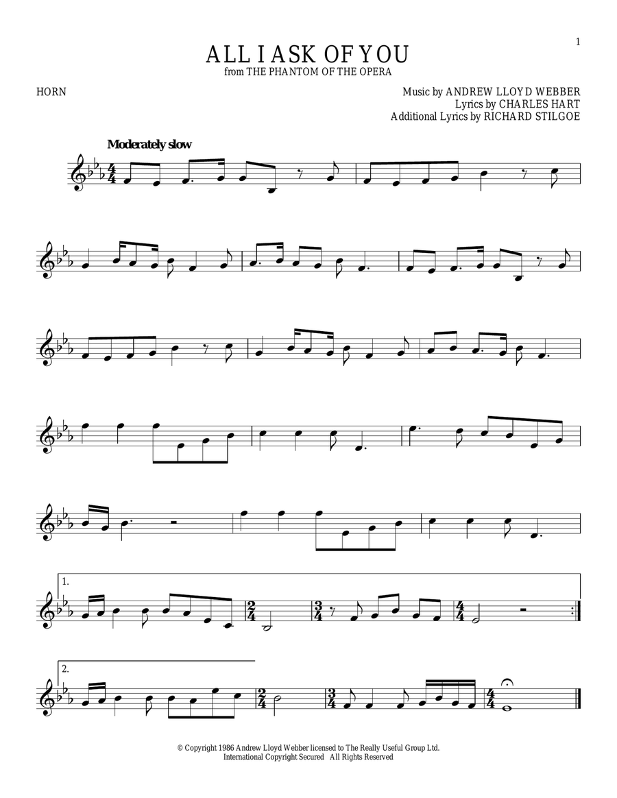 All I Ask Of You (from The Phantom Of The Opera)