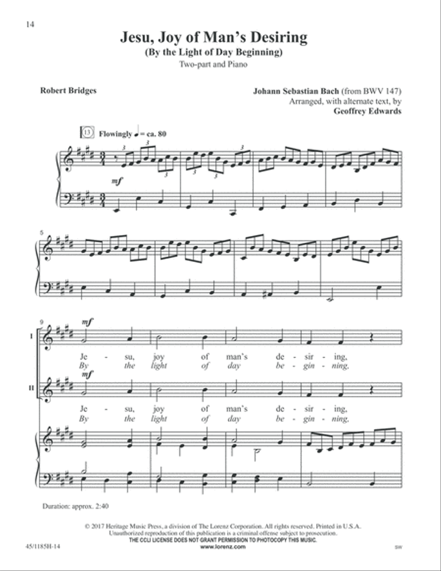 Bach for Young Voices 2-Part scores gallery preview page 14