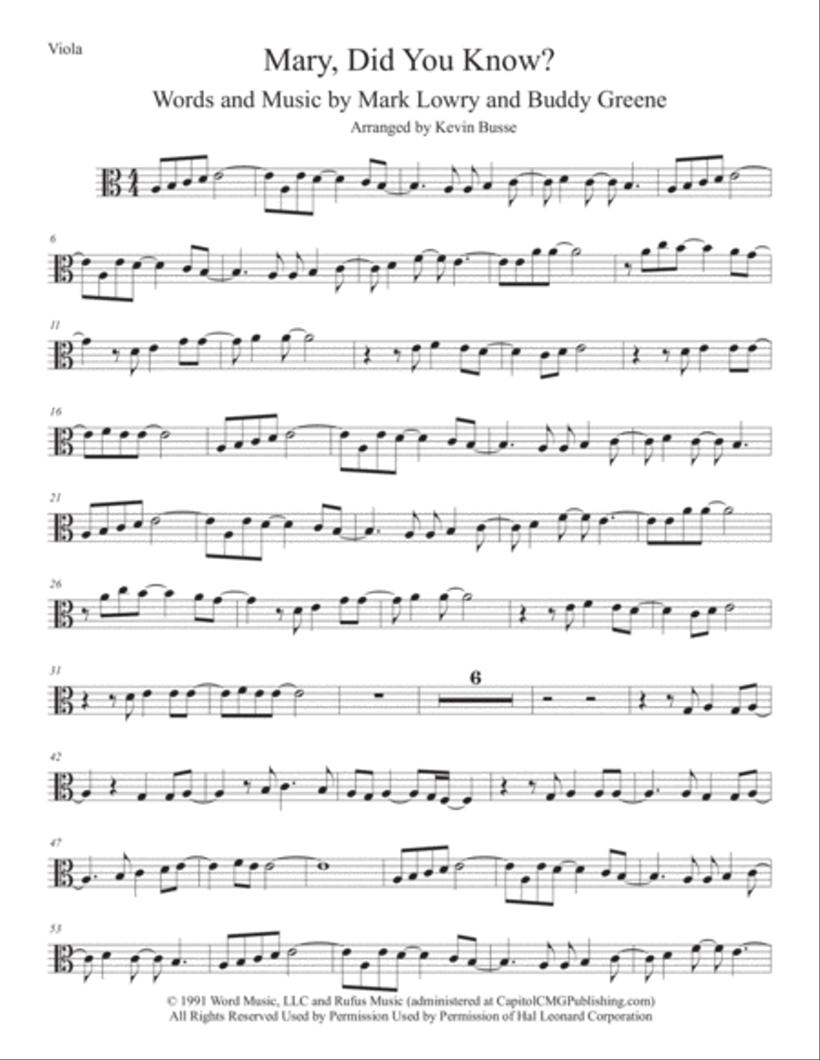 Mary, Did You Know? Viola Solo scores gallery preview page 1
