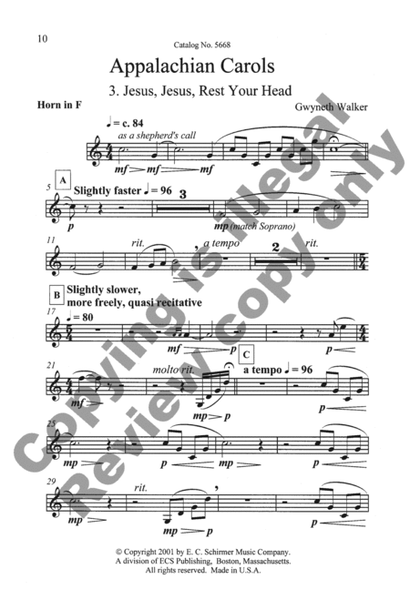 Appalachian Carols: 3. Jesus, Jesus, Rest Your Head (Choral Score)