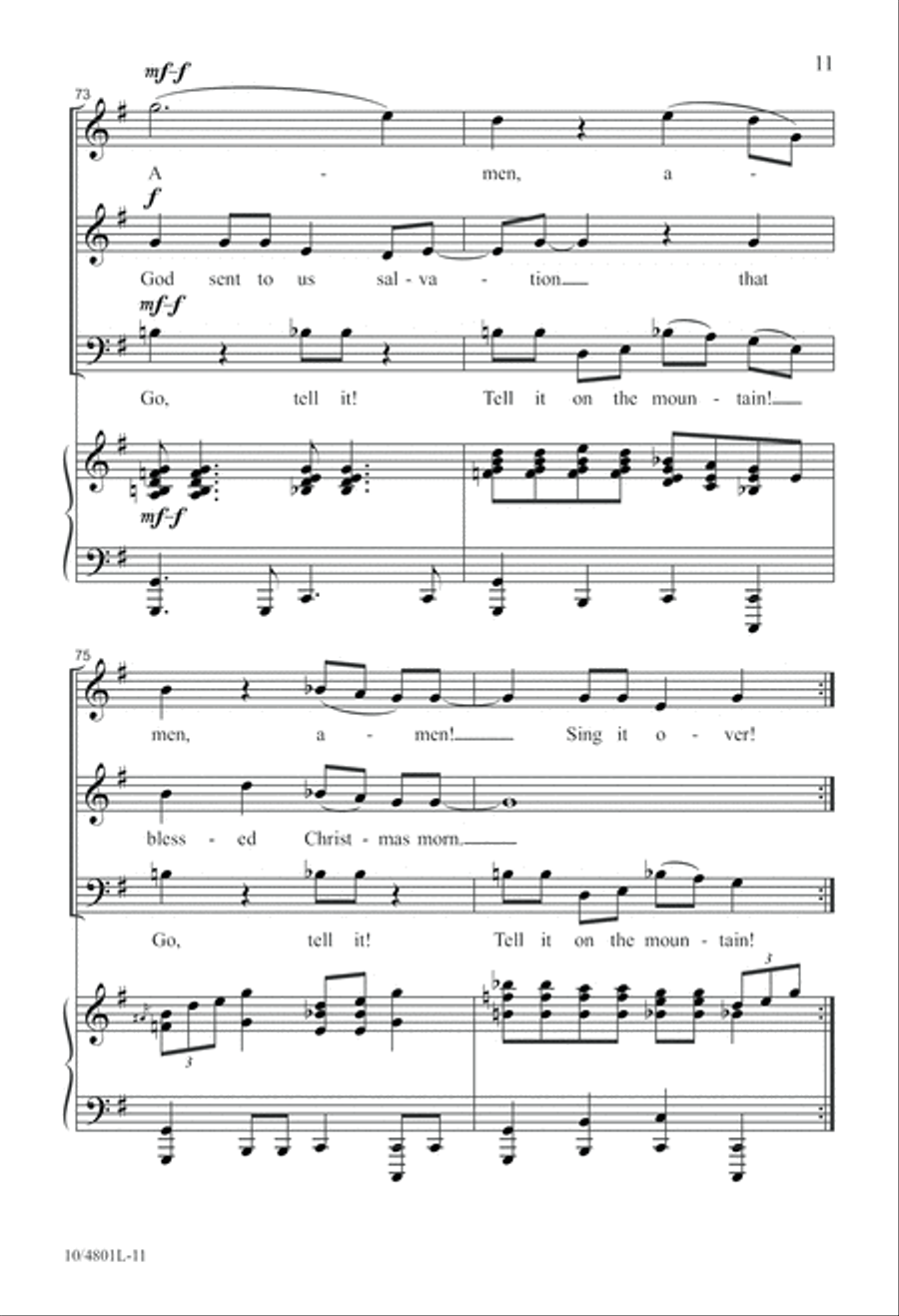 Amen! Tell It on the Mountain! 3-Part scores gallery preview page 11