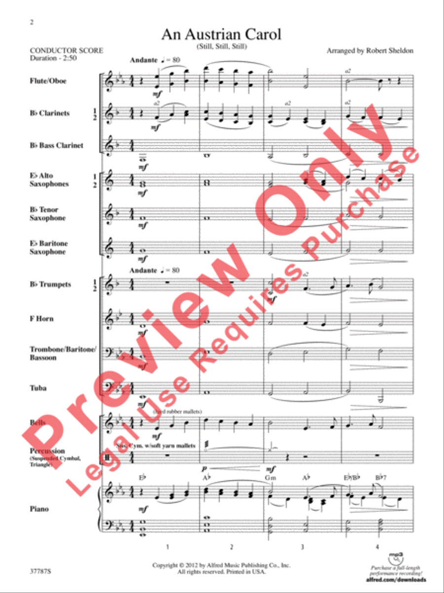 An Austrian Carol Concert Band scores gallery preview page 3