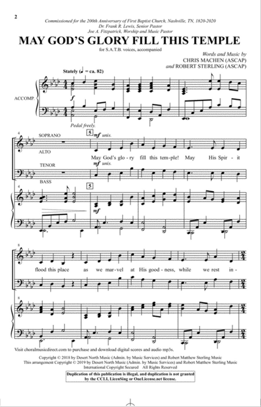 May God's Glory Fill This Temple 4-Part scores gallery preview page 1