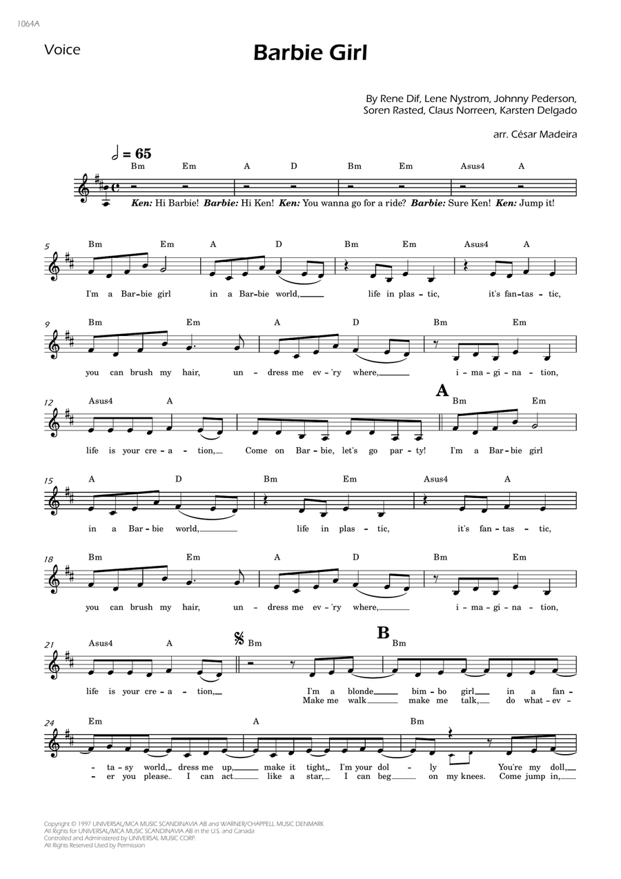 Barbie Girl Piano scores gallery preview page 1