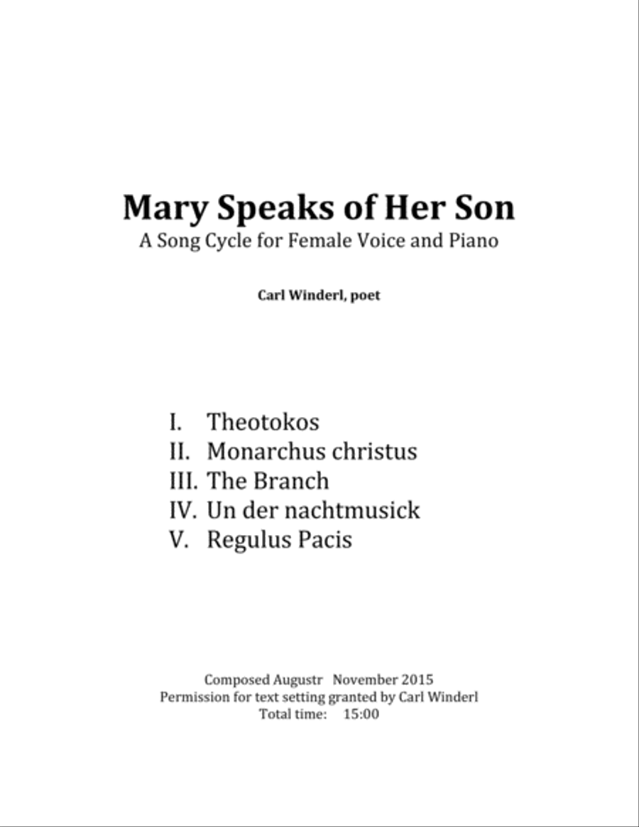 Mary Speaks of Her Son Piano scores gallery preview page 1