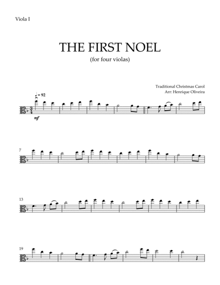 The First Noel (For Four Violas) - Intermediate Level image number null