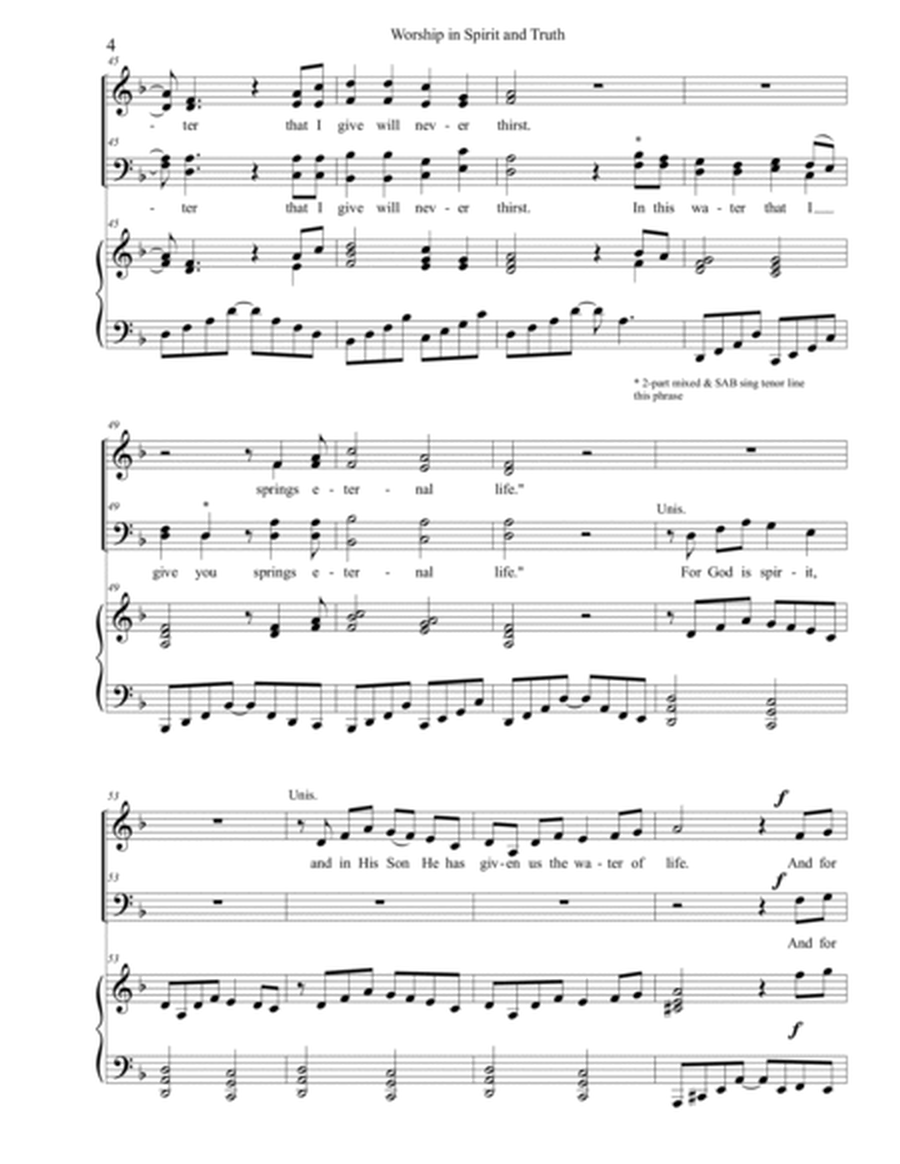 Worship in Spirit and Truth (2-part mixed, SAB, or SATB and Piano) image number null