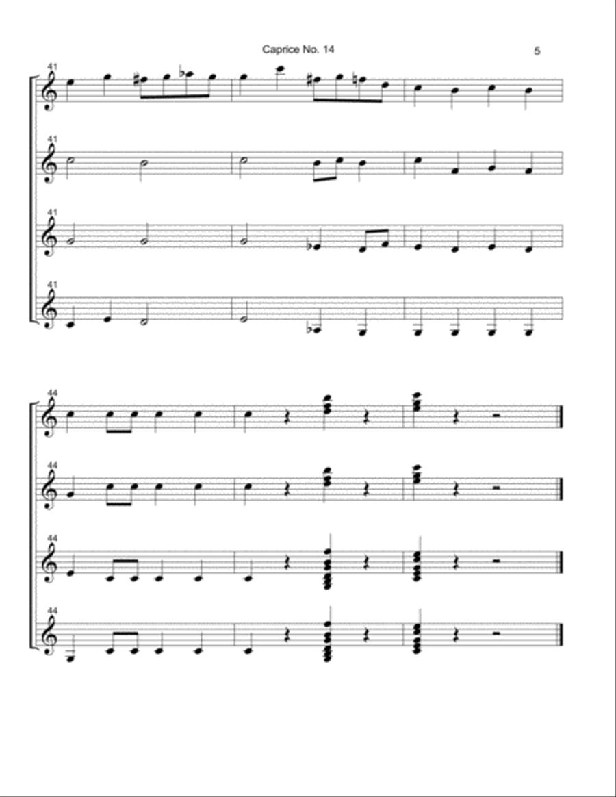 Caprice No. 14 Guitar Ensemble scores gallery preview page 6
