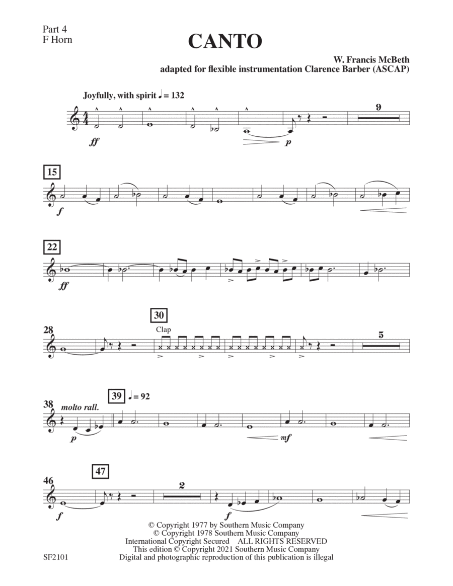 Canto - Horn 4 in F Canto - Horn 4 in F Concert Band scores gallery preview page 1