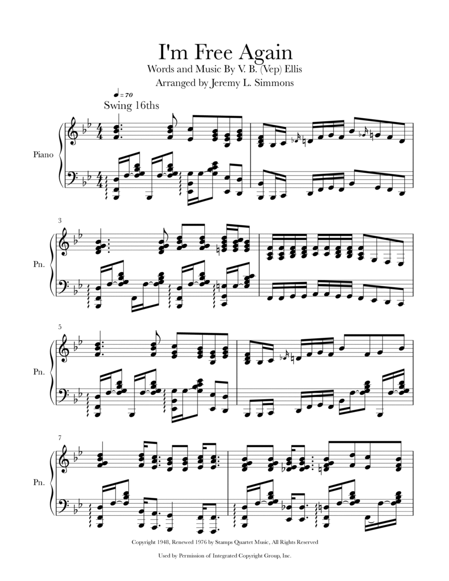 I'm Free Again Piano Solo scores gallery preview page 1