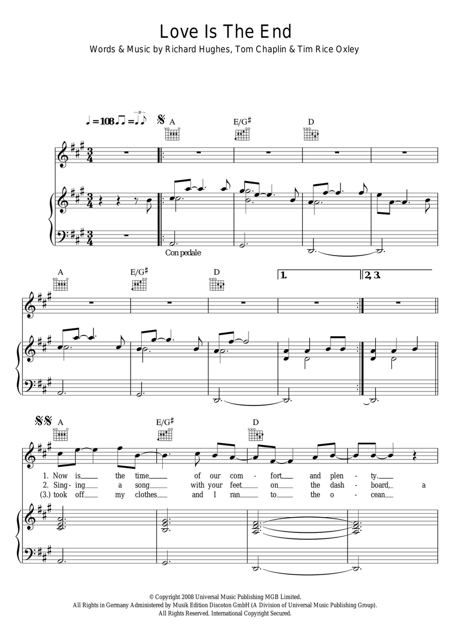 Love Is The End Love Is The End Piano, Vocal scores gallery preview page 1