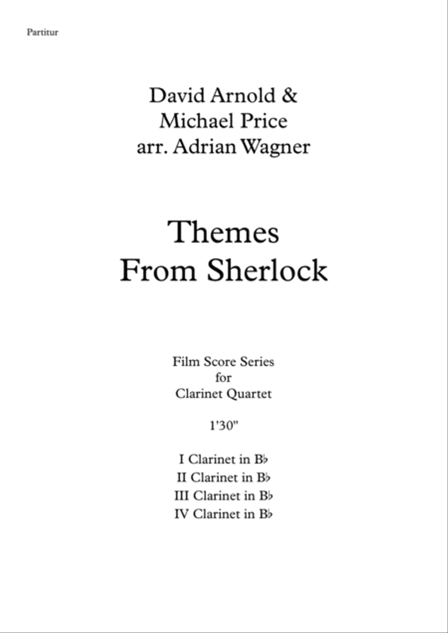 Themes From Sherlock (main Theme/watson's Theme) Clarinet Quartet scores gallery preview page 2
