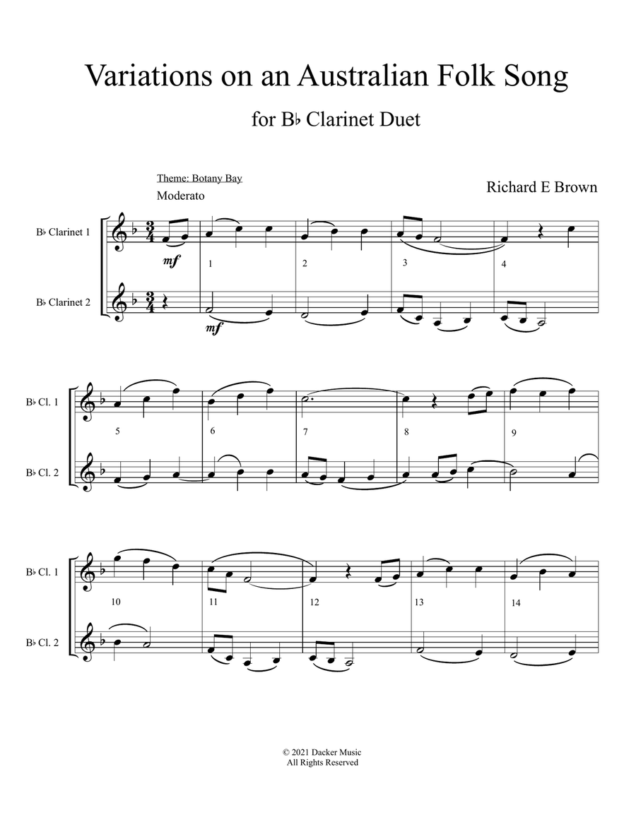Variations on an Australian Folk Song - Clarinet Duet Clarinet Duet scores gallery preview page 3