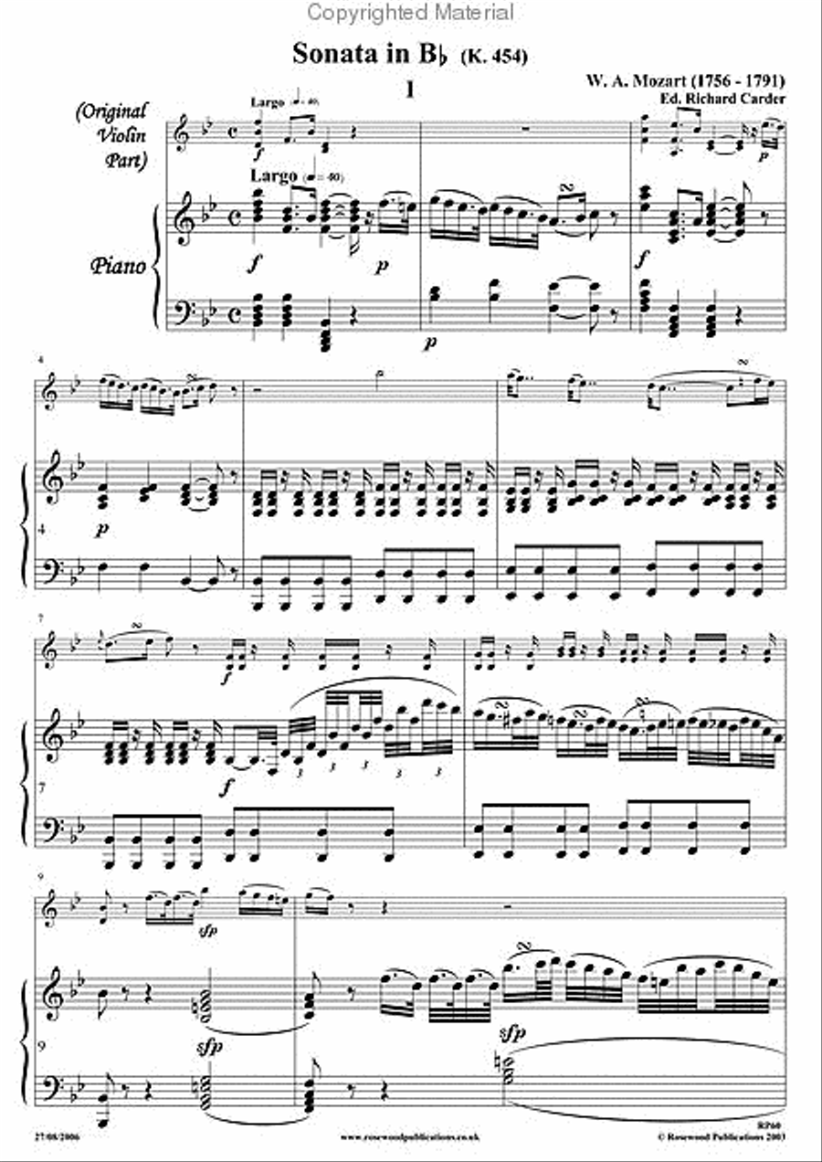 Sonata K454 Clarinet Solo scores gallery preview page 2
