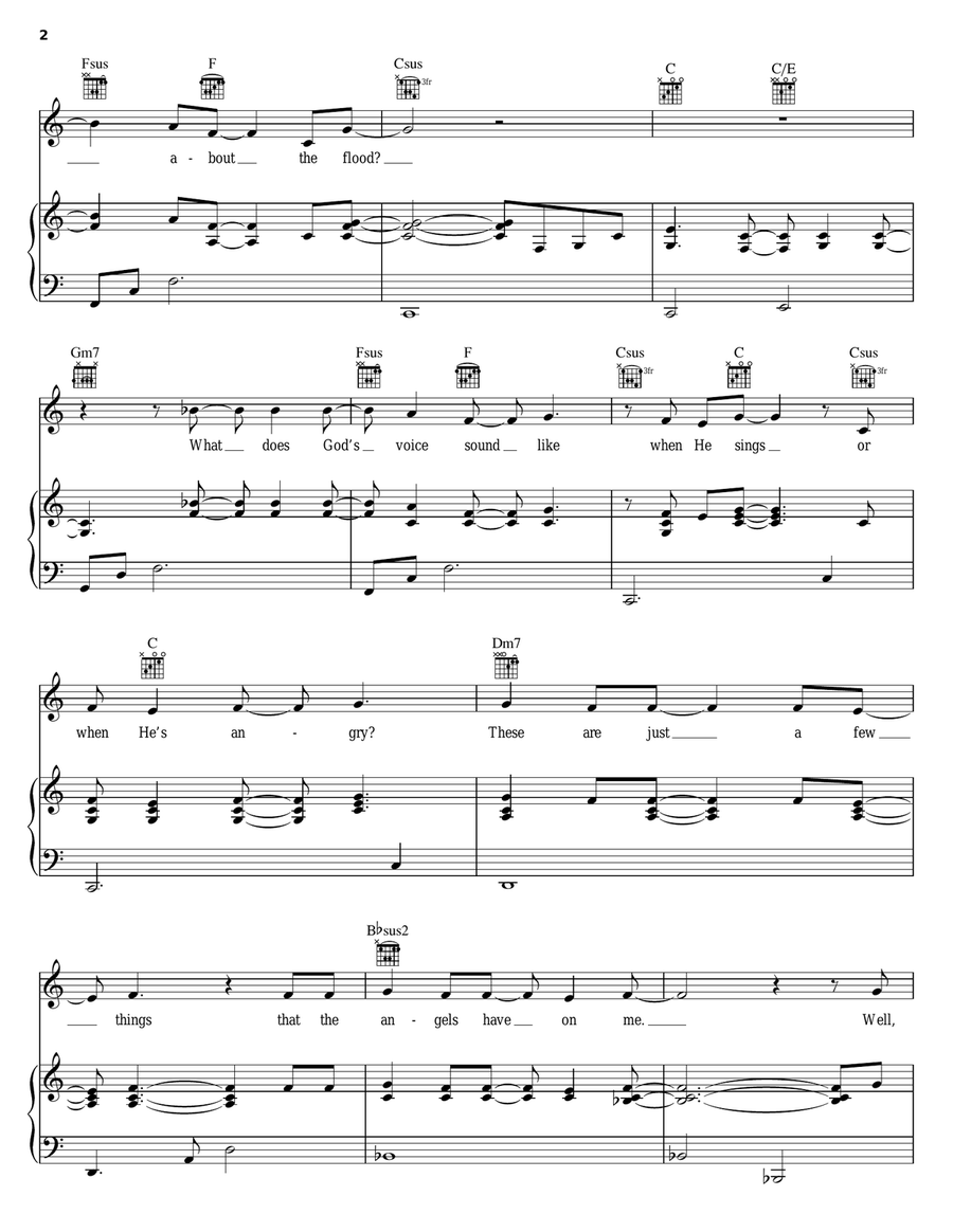 Angels Wish Piano, Vocal, Guitar scores gallery preview page 2