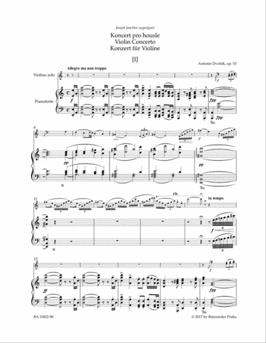 Concerto in A minor for Violin and Orchestra op. 53 (piano reduction) Violin Solo scores gallery preview page 2