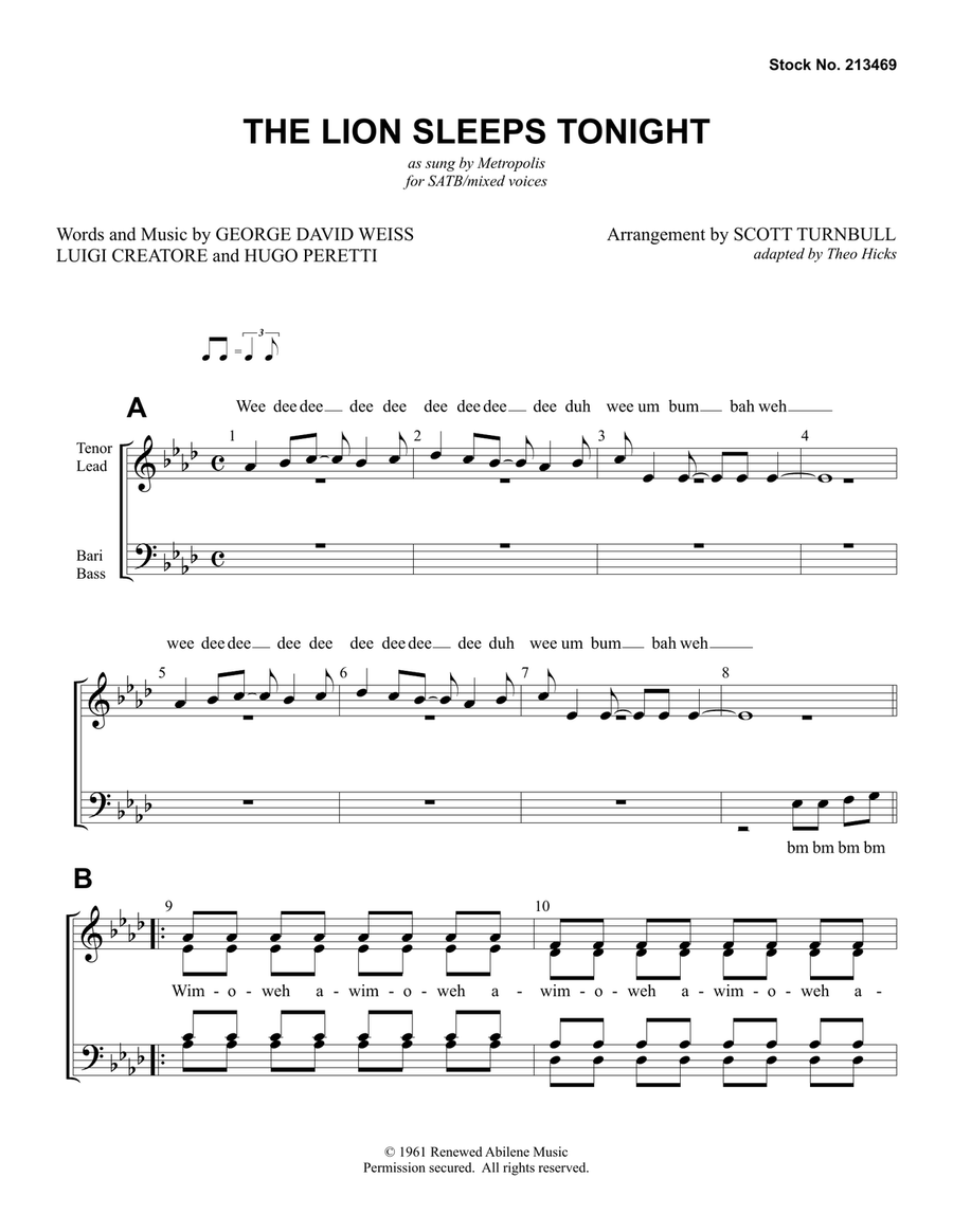 The Lion Sleeps Tonight (arr. Scott Turnbull)