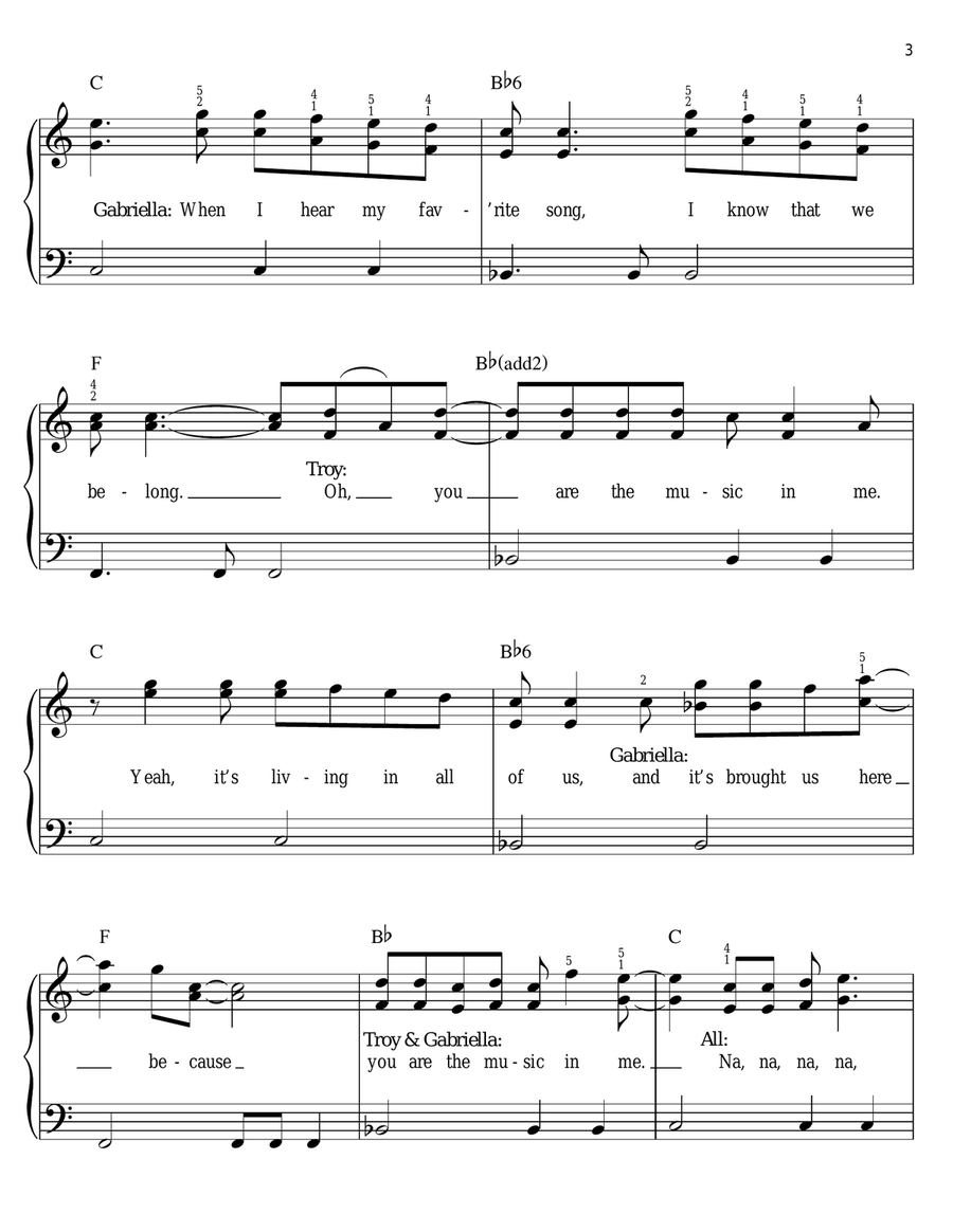 You Are The Music In Me (from High School Musical 2) Easy Piano scores gallery preview page 3