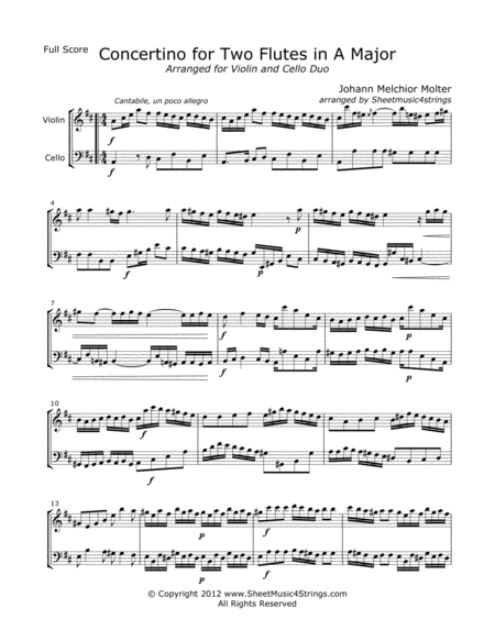Molter, J. - Concertino (Mvt. 1) for Violin and Cello image number null