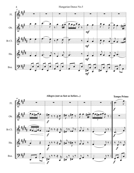 Hungarian Dance No.5 for Woodwind Quintet image number null