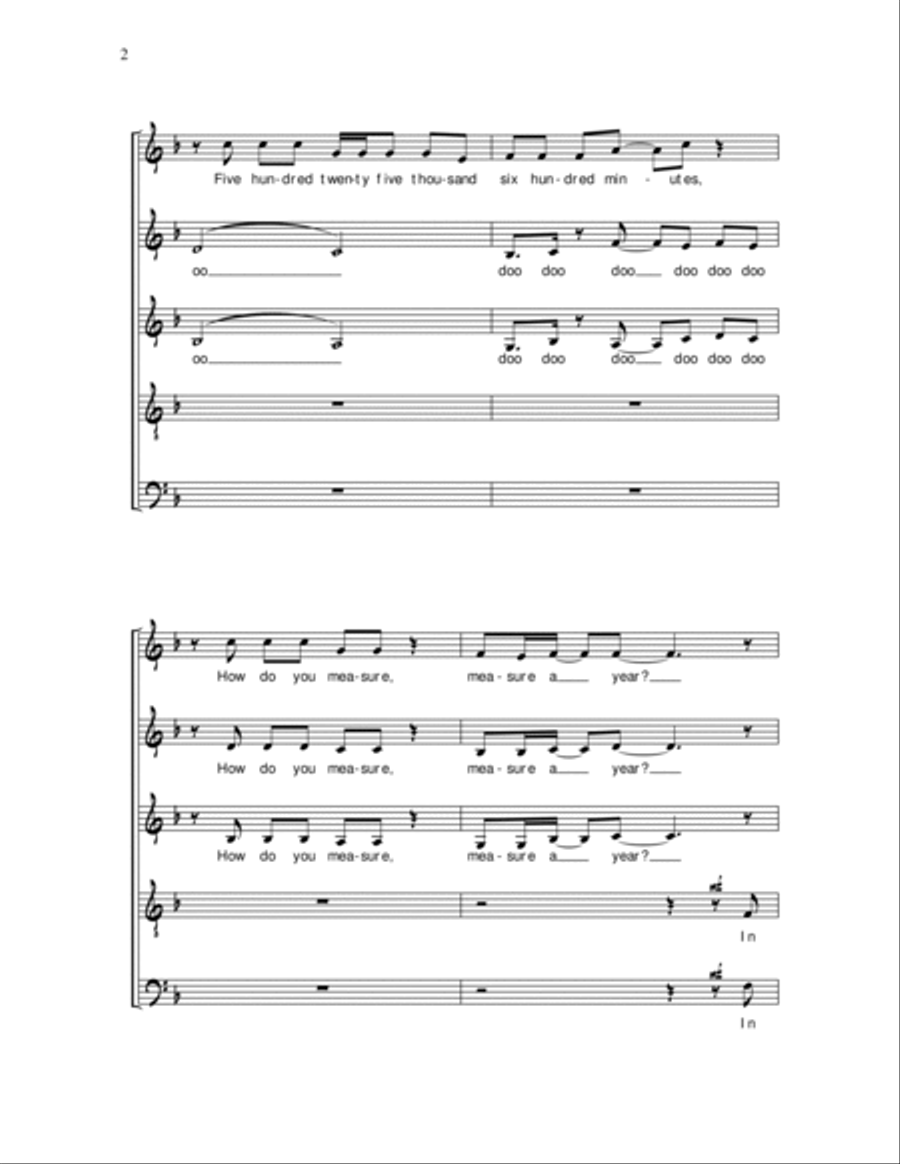 Seasons of Love (arr. Deke Sharon) SSATB scores gallery preview page 2