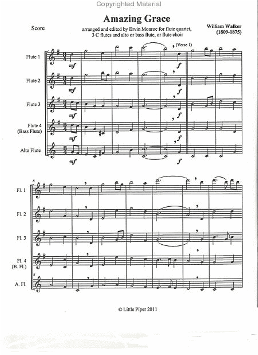 Amazing Grace Flute Choir scores gallery preview page 2