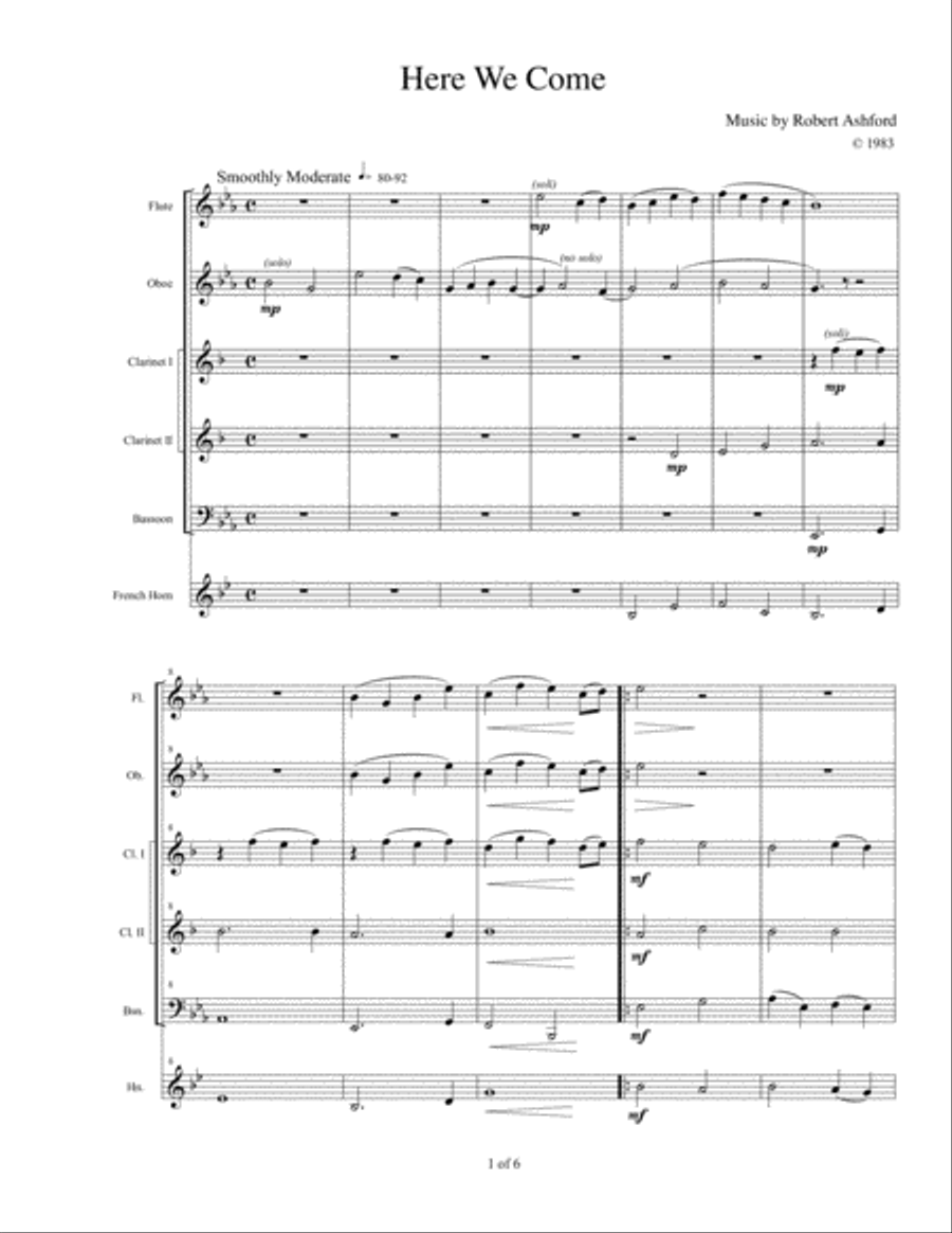 Here We Come (Woodwind Sextet) Small Ensemble scores gallery preview page 1