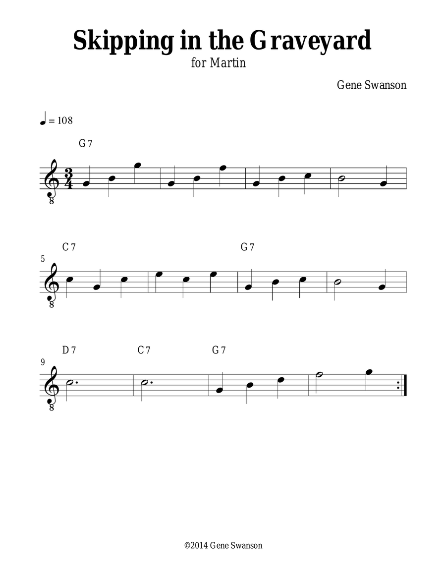 Skipping in the Graveyard - Play Along! Piano scores gallery preview page 1