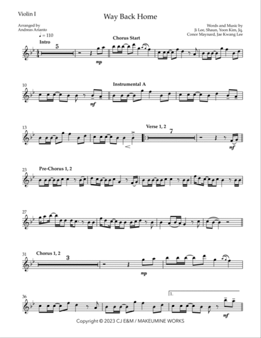 Way Back Home Eng Ver Way Back Home Eng Ver String Quartet scores gallery preview page 6