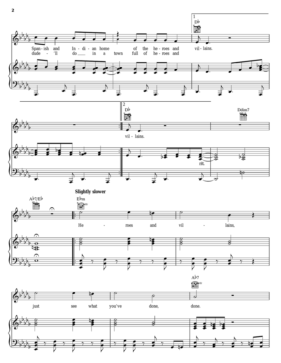 Heroes And Villains Piano, Vocal, Guitar scores gallery preview page 2