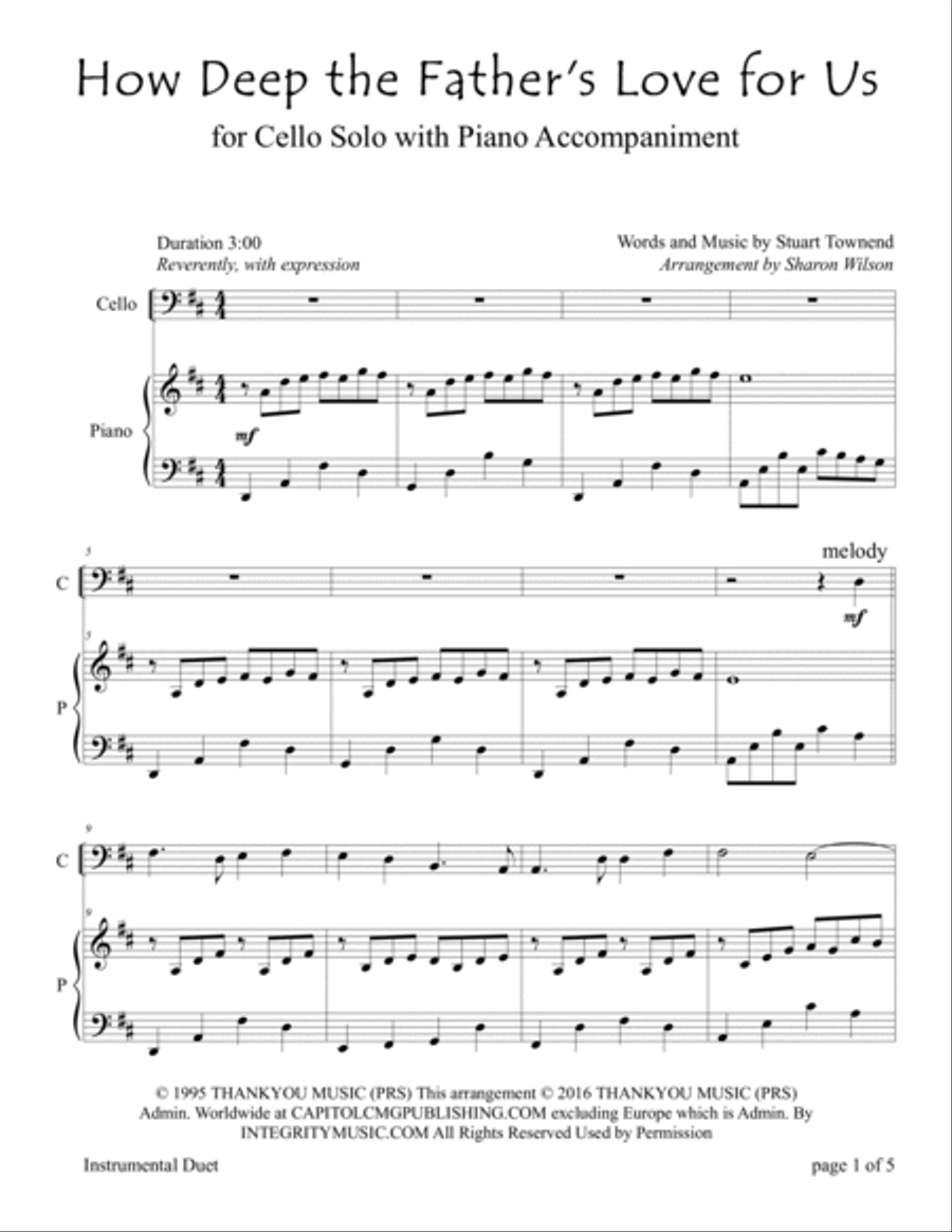 How Deep The Father's Love For Us Piano scores gallery preview page 5