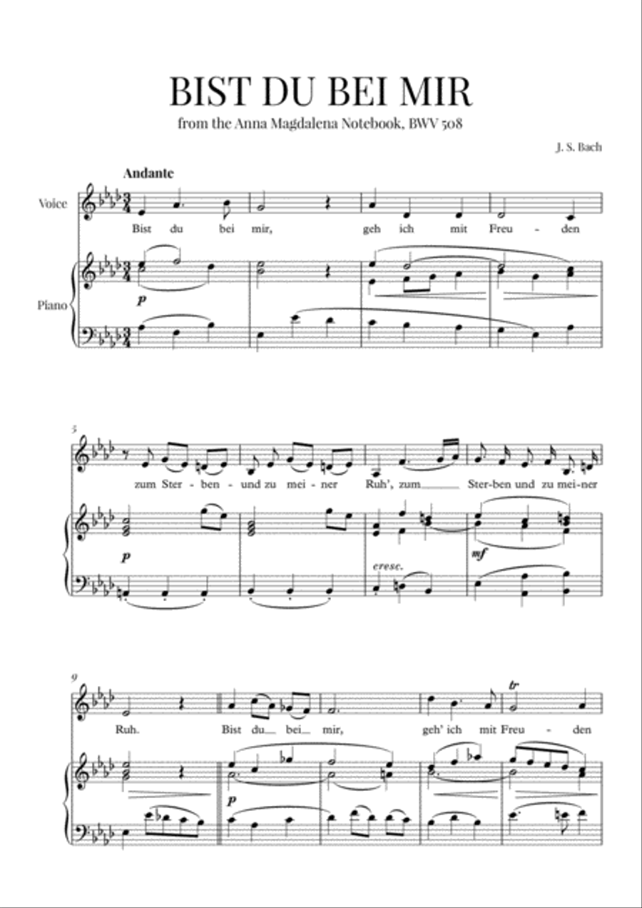 Bist du Bei Mir (A-flat Major) Small Ensemble scores gallery preview page 1