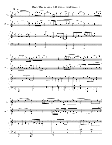 DAY BY DAY (Violin & Bb Clarinet with Piano - Score & Part included) image number null