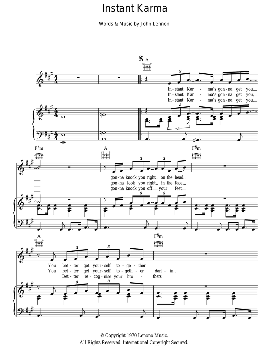 Instant Karma Acoustic Guitar scores gallery preview page 1