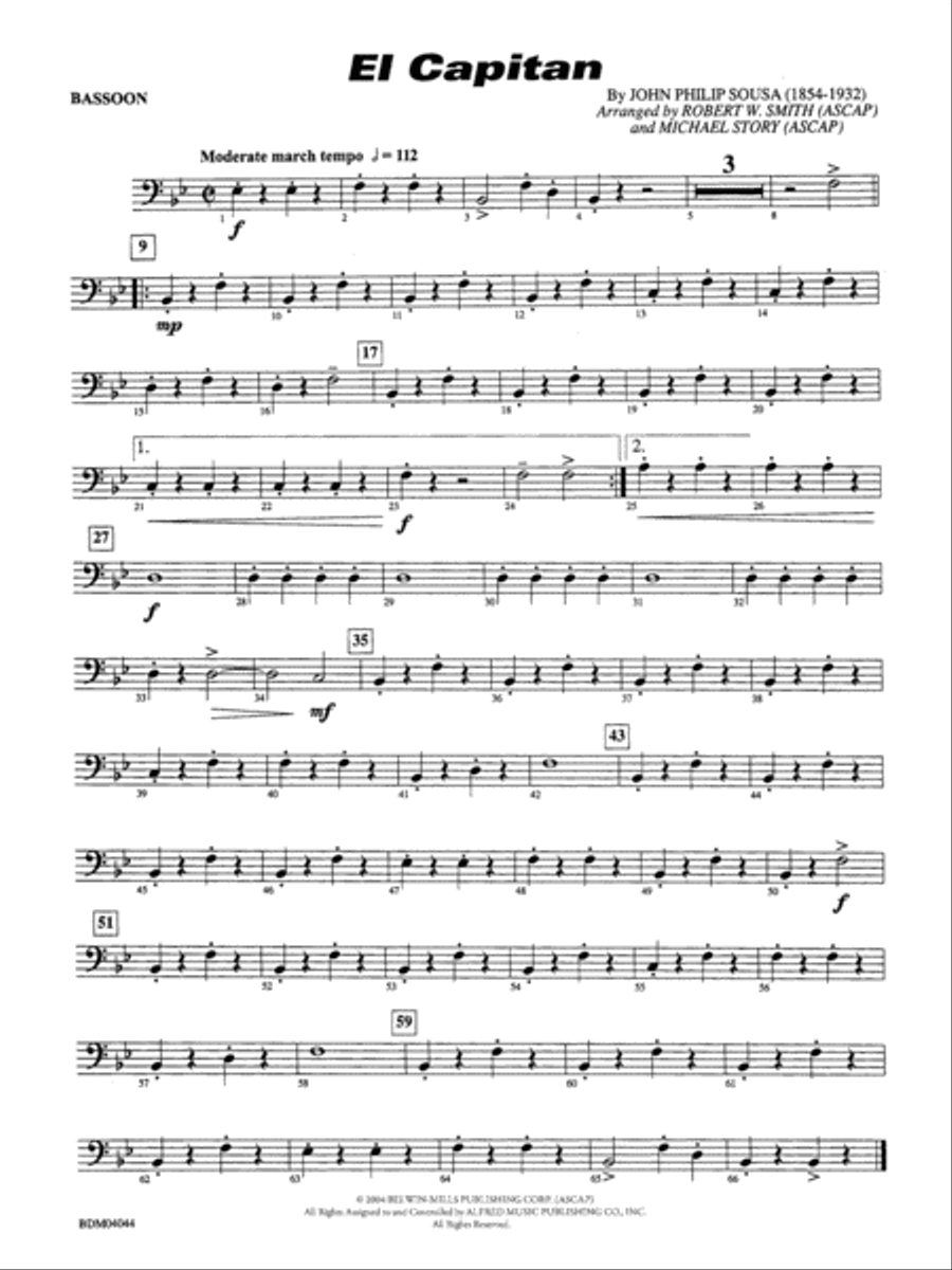El Capitan: Bassoon El Capitan: Bassoon Concert Band scores gallery preview page 1