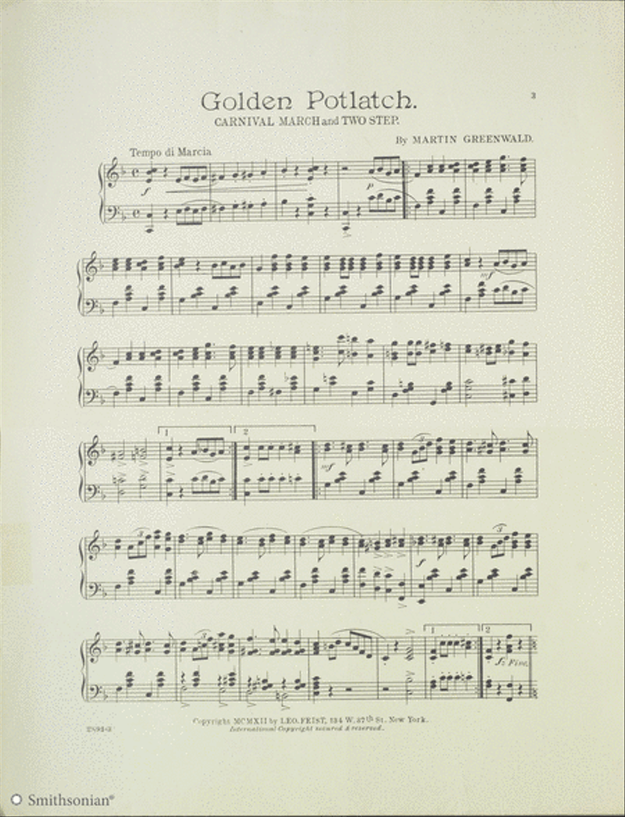 Golden Potlatch Carnival March and Two Step Piano Solo scores gallery preview page 3