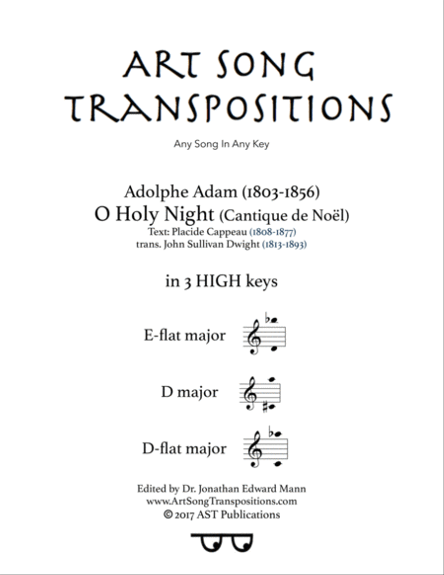 ADAM: O Holy night (in 3 high keys: E-flat, D, D-flat major) Voice scores gallery preview page 1