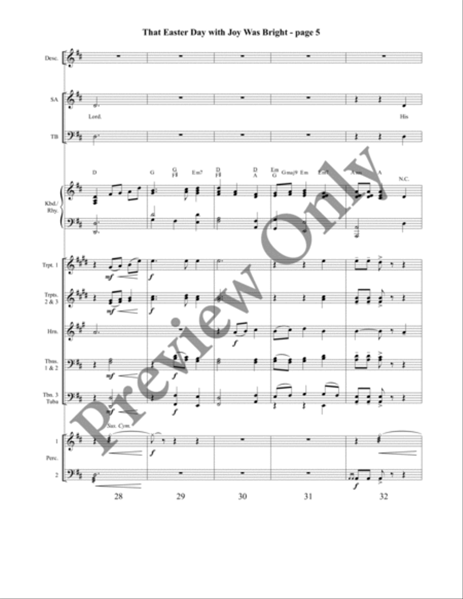 That Easter Day with Joy Was Bright (Orchestration) 4-Part scores gallery preview page 6