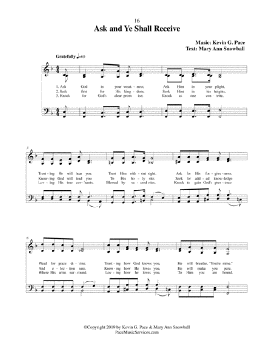 Ask and Ye Shall Receive - a sacred hymn 4-Part scores gallery preview page 2