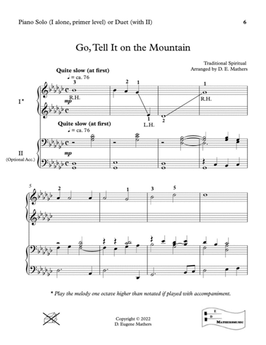 Go, Tell It on the Mountain: Piano Duet