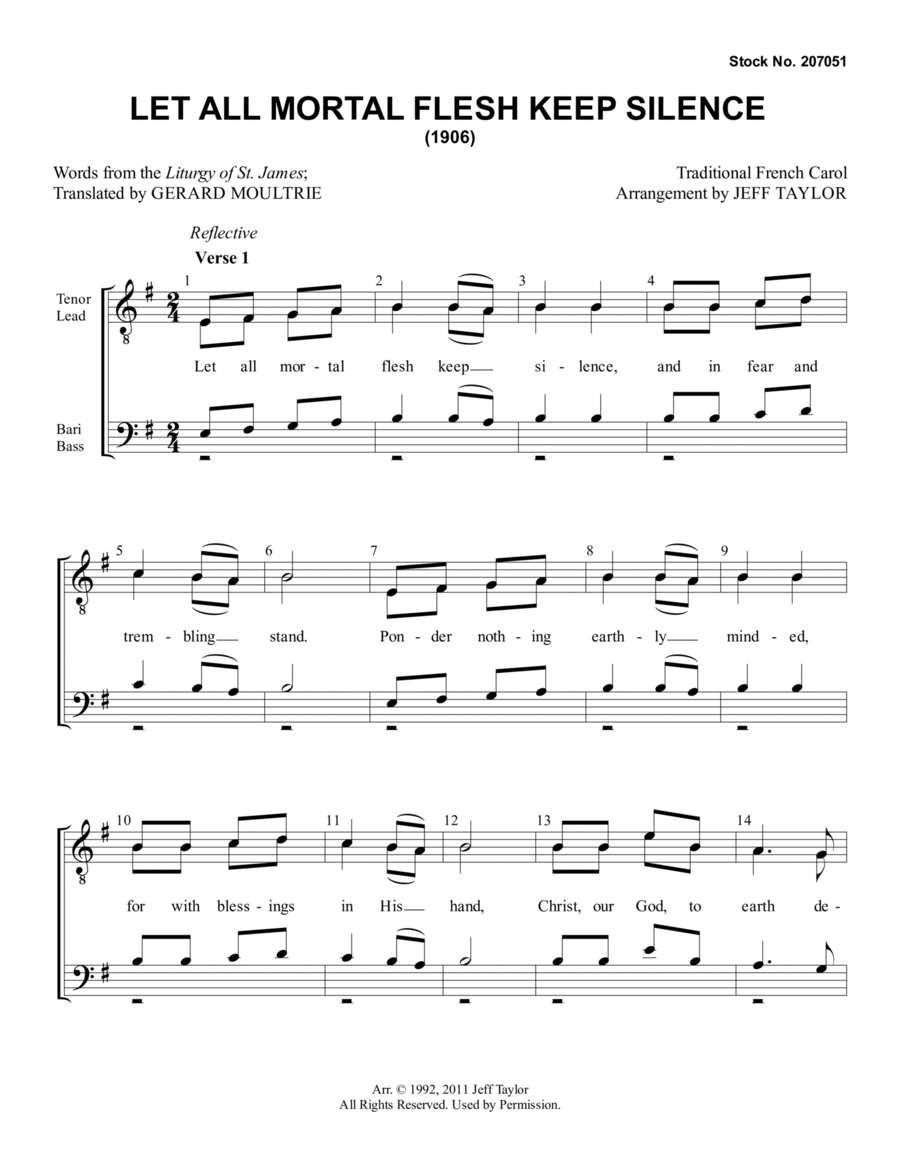 Let All Mortal Flesh Keep Silence (arr. Jeff Taylor) TTBB scores gallery preview page 1