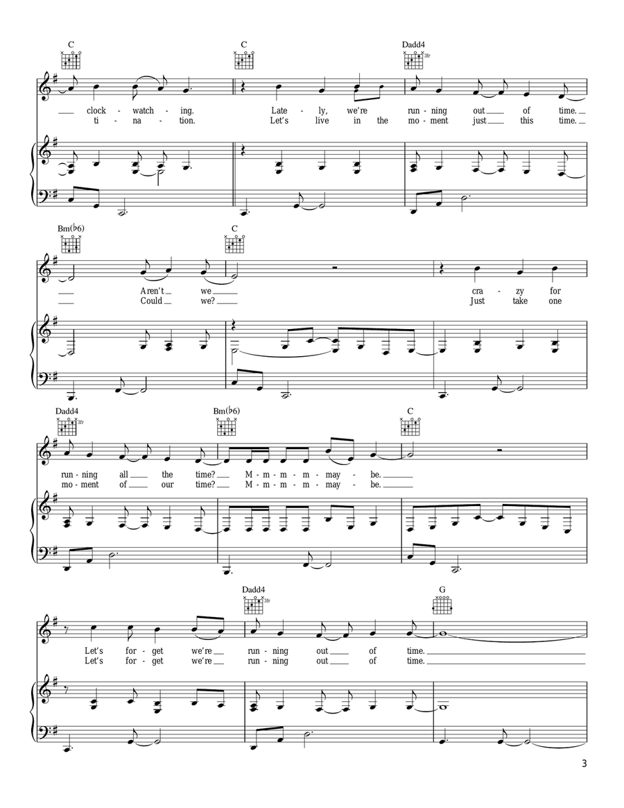 Clockwatching Piano, Vocal, Guitar scores gallery preview page 3