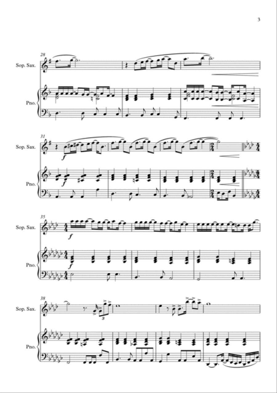 Vivo Per Lei Soprano Saxophone scores gallery preview page 3