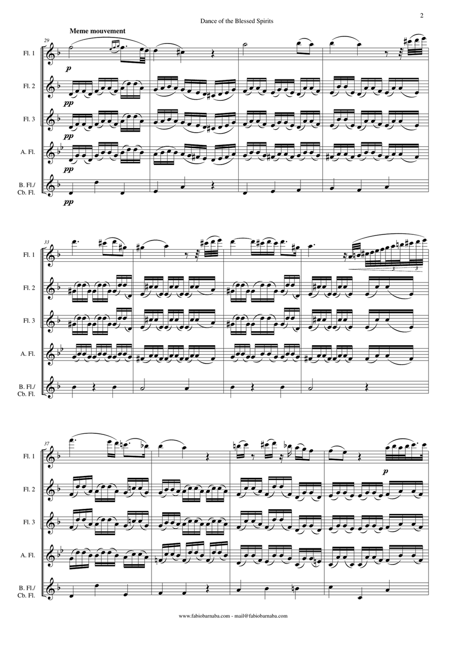 Dance of the Blessed Spirits (from Orfeo ed Euridice) - for Flute Choir Flute Choir scores gallery preview page 3