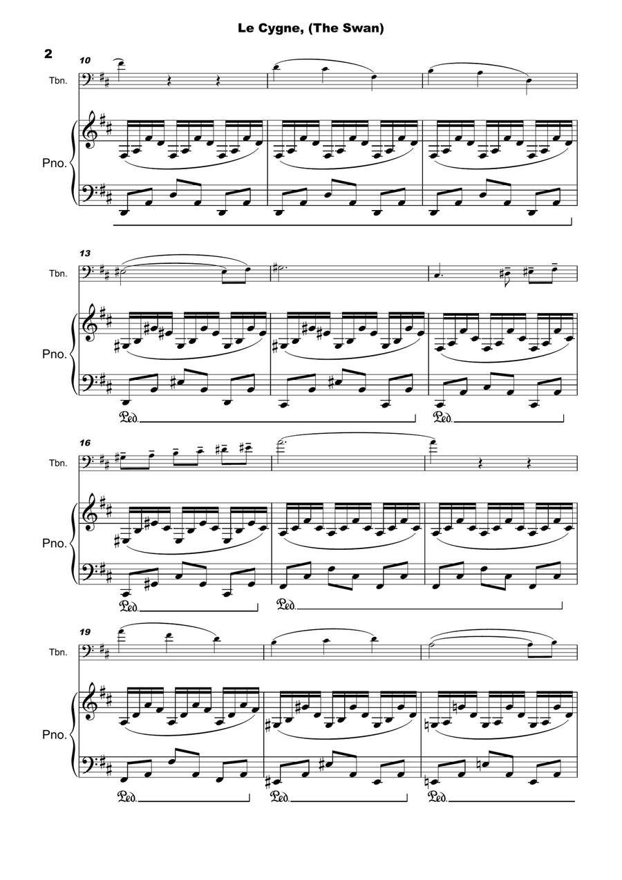 The Swan, (Le Cygne), by Saint-Saens, for Trombone and Piano Piano scores gallery preview page 4