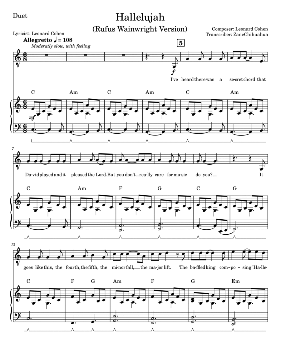 Hallelujah A Cappella scores gallery preview page 1