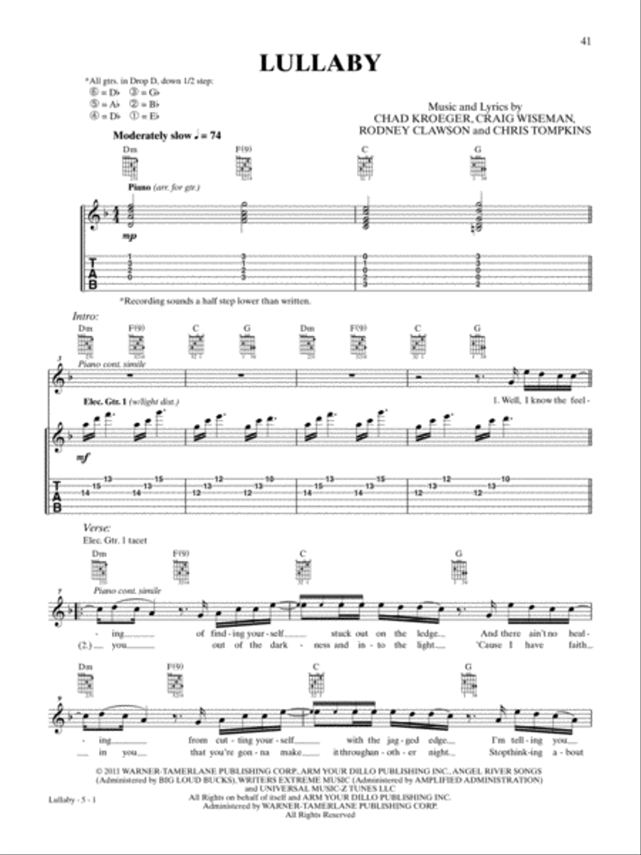 Lullaby Guitar Tablature scores gallery preview page 1
