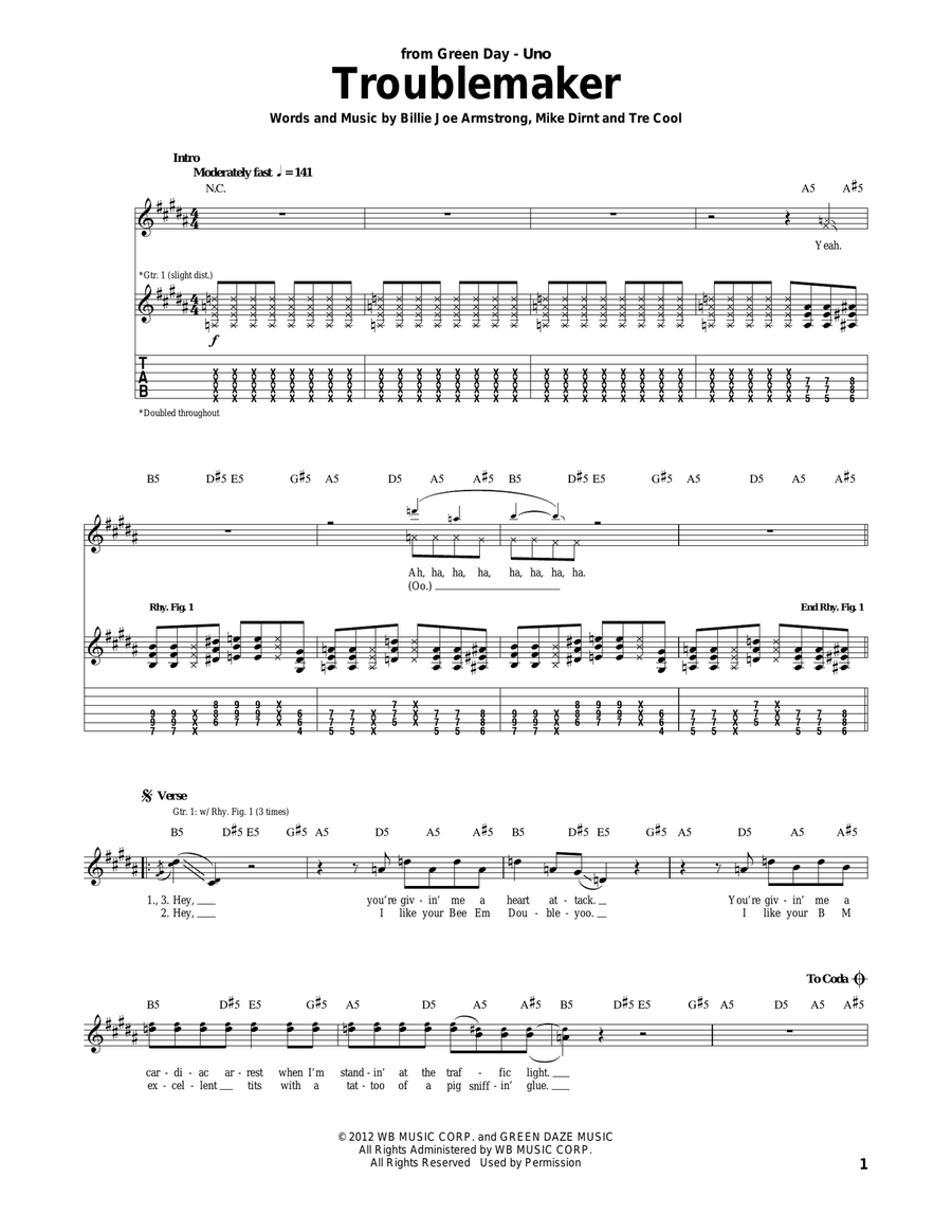 Troublemaker Troublemaker Acoustic Guitar scores gallery preview page 1