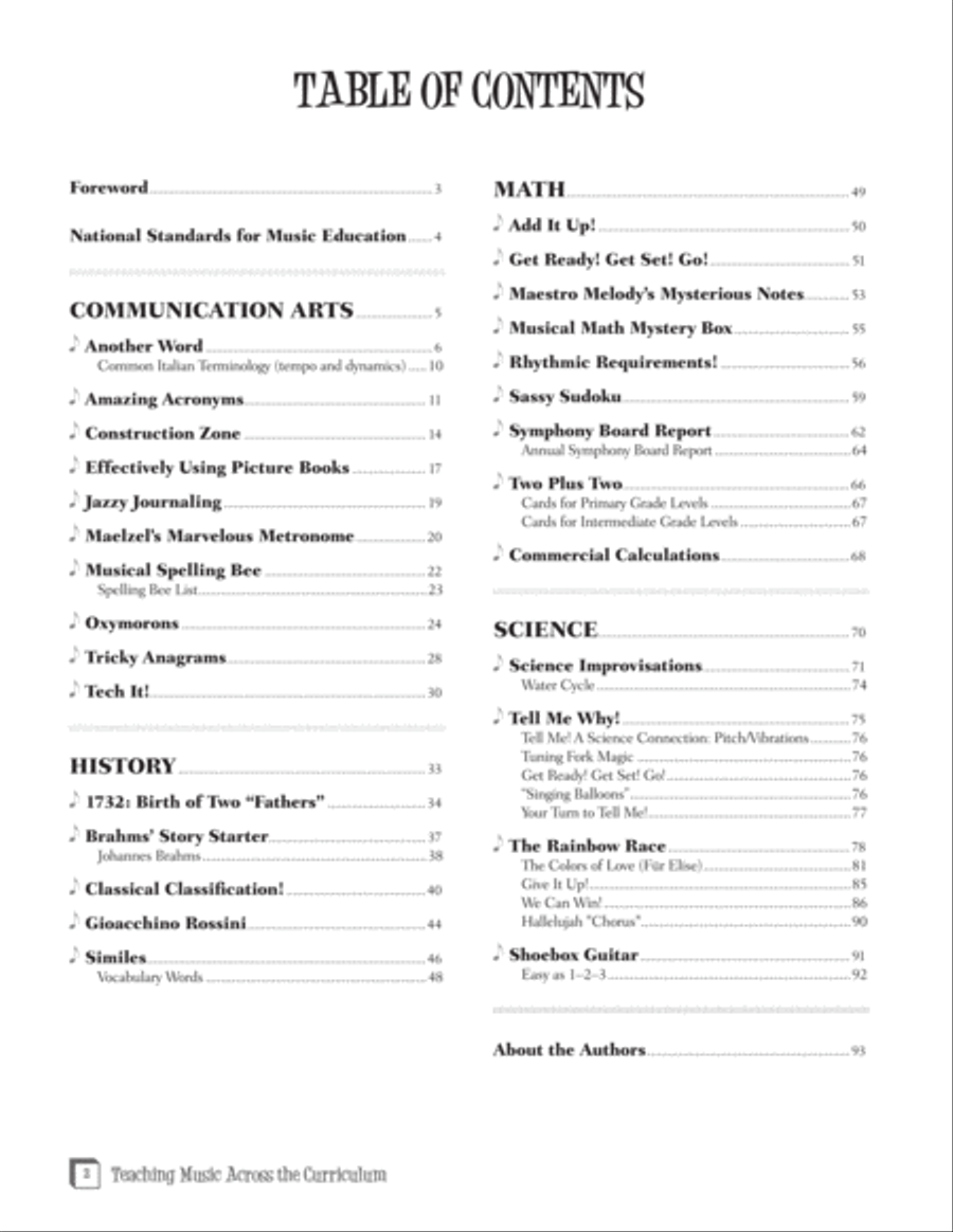 Teaching Music Across the Curriculum Curriculum Guides scores gallery preview page 2