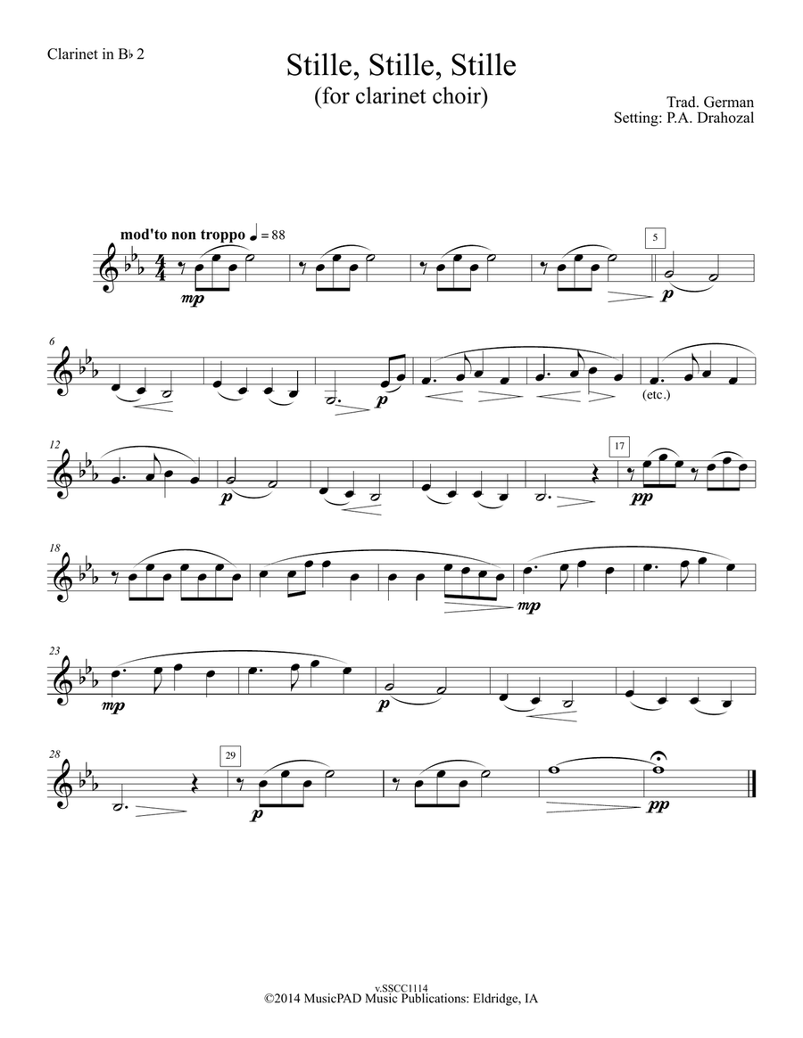 Stille, Stille, Stille (Still, Still, Still) -Traditional German Christmas Carol (set for clarinet c Woodwind Ensemble scores gallery preview page 5